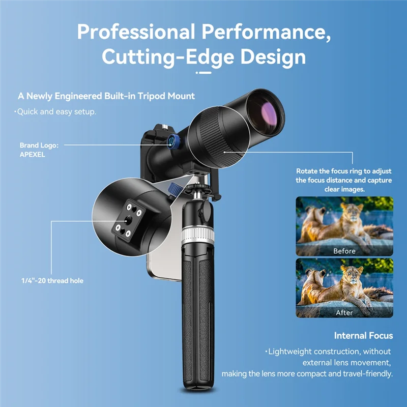 APL-T30X عدسة المقربة للهاتف HD التركيز الداخلي مع ترايبود 30X عدسة المقربة للتصوير الفوتوغرافي المقربة للحفلات الموسيقية #6