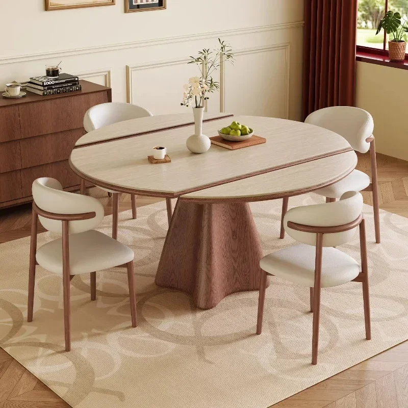 YXX Modern Telescopic Travertine Rock Slab Dual Purpose Folding Dining Tables And Sets 6 Chairs Dining Rooms Kitchen Table Furni