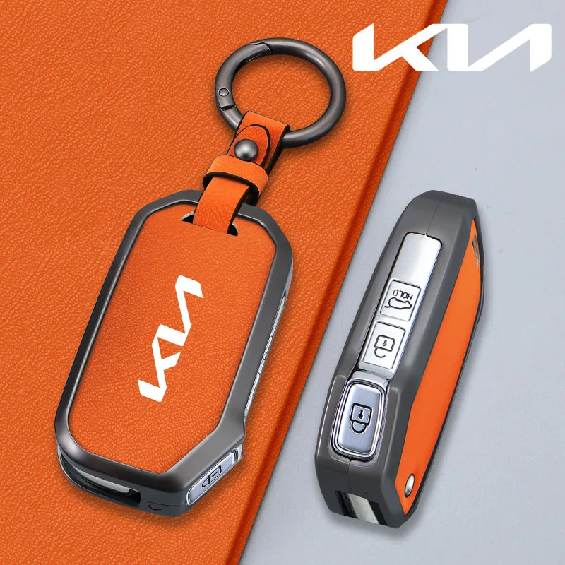 Zinc Alloy Leather Car Key Case Cover For KIA Ceed 2023 CD Forte 2018 2019 2021 Cerato 2019 K3 Gt Seltos Sportage 2020 Sorento