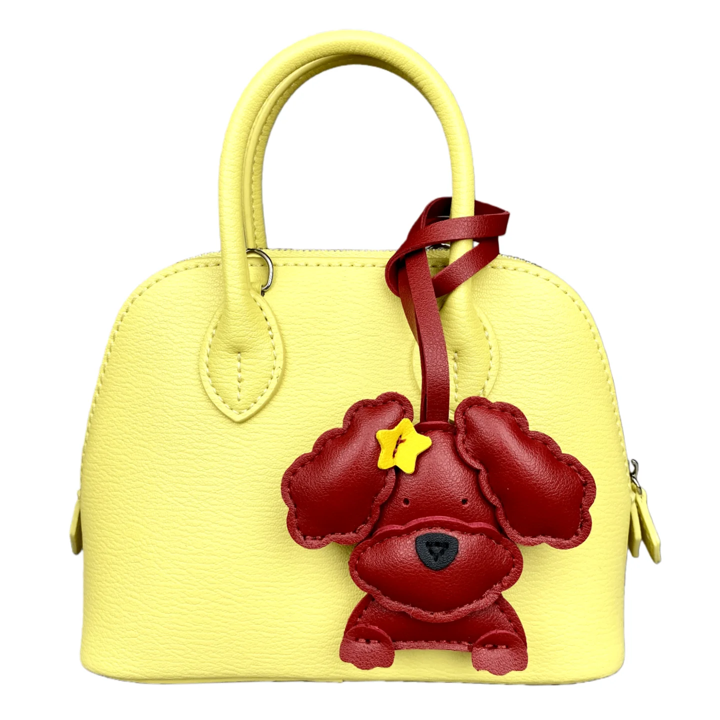 3D-Plüsch-Anhänger mit Pudel-Hundetasche – hergestellt aus robustem PU-Leder mit einer Stern-Haarspange, gut genäht und vollständig gefüllt, Geschenk – Detail 5