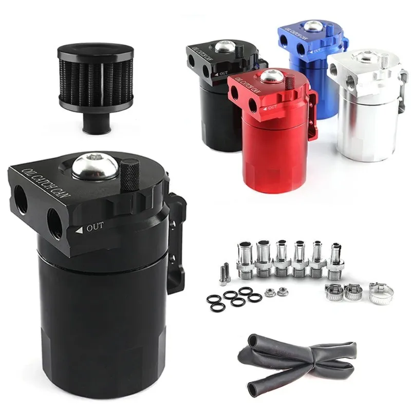 

300ML Universal Baffled Aluminum Oil Catch Can Reservoir Tank Oil Tank With Breather Filter Kit Fuel Tank OCC009 OCC080