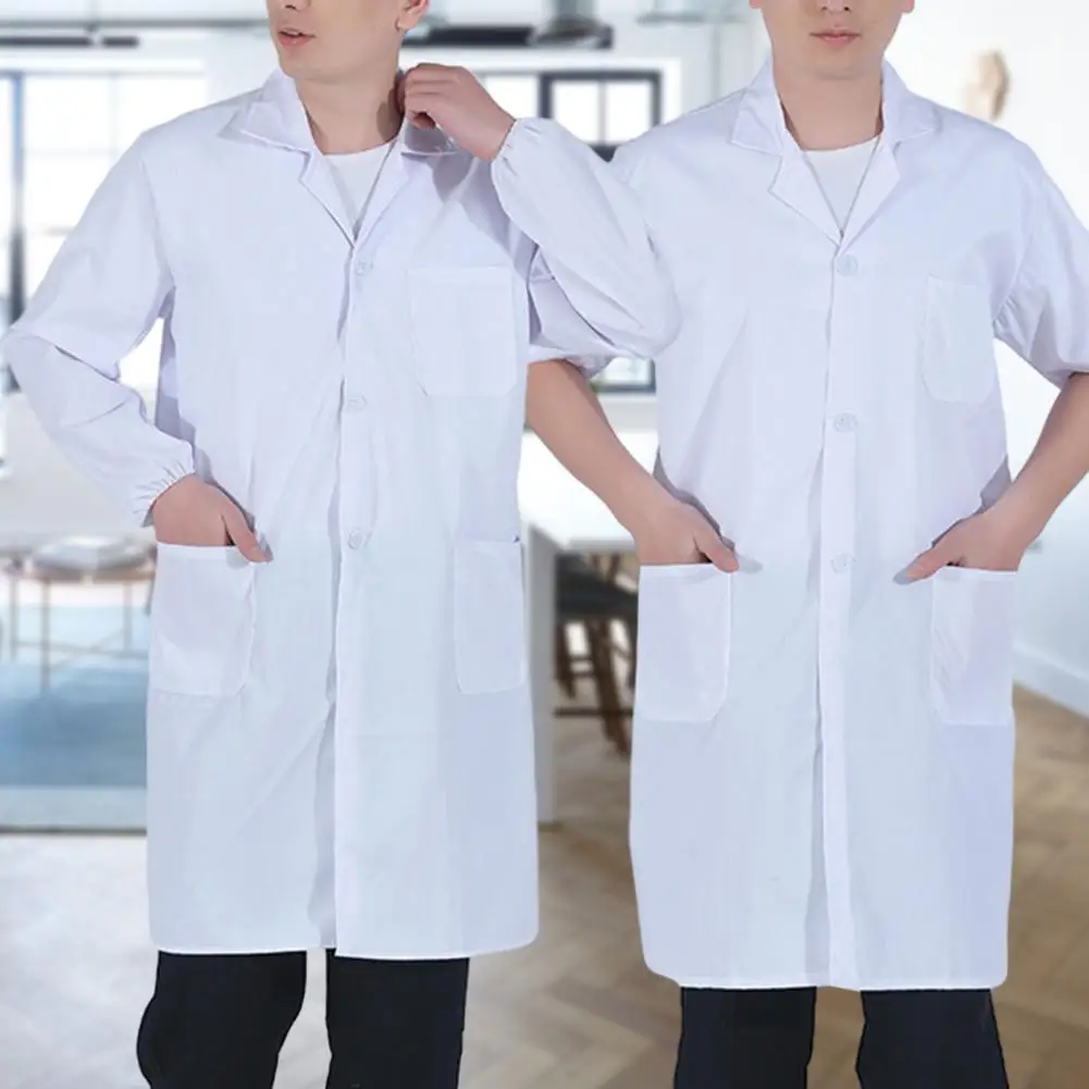 Camisas brancas de manga comprida para homens e mulheres, casaco de trabalho, manga curta, médico, enfermeira, uniformes médicos, roupa médica