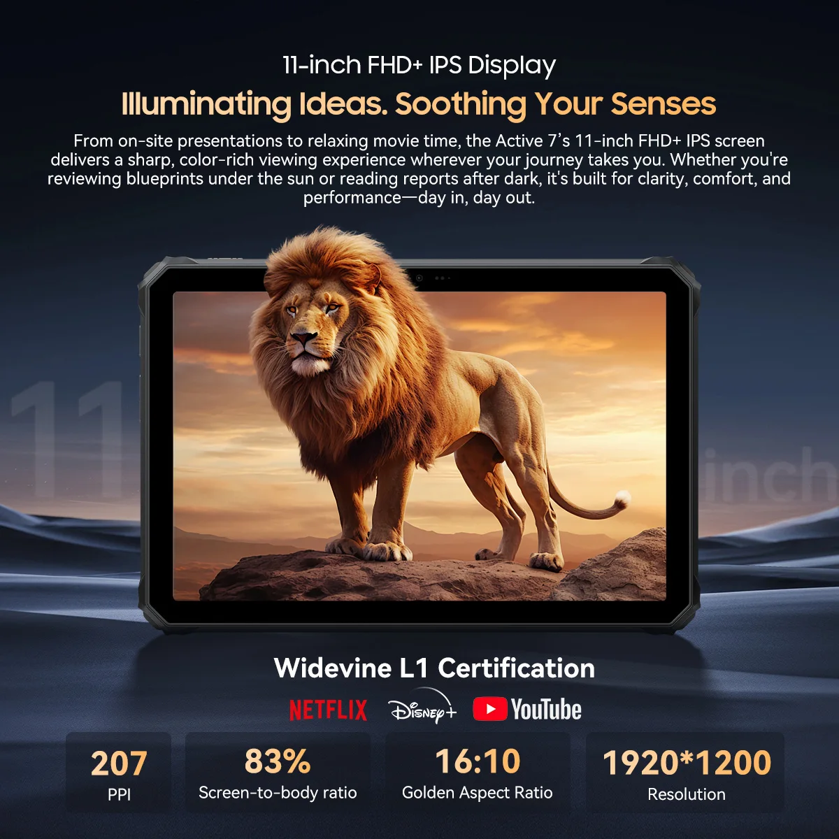 2025 NEW Blackview Active 7 Rugged Tablet 11-inch FHD Tablets 24GB(8+16)RAM+128GB ROM 10000mAh Smartphone Pad PC Android 15 NFC