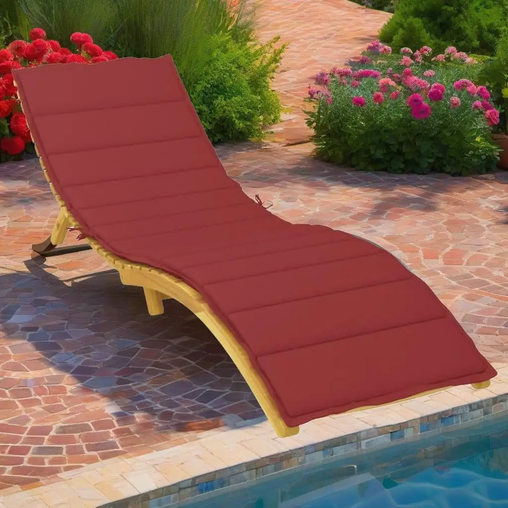 Wine Red Sun Lounger Cushion 78.7x23.6x1.2 Outdoor Oxford Fabric Pad