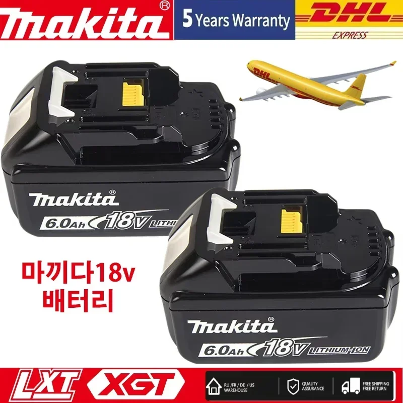 

100% Original Makita Rechargeable Power Tool Battery, Replaceable LED Lithium-ion, 6.0 Ah 18V LXT BL1860B BL1860BL1850 BL1830