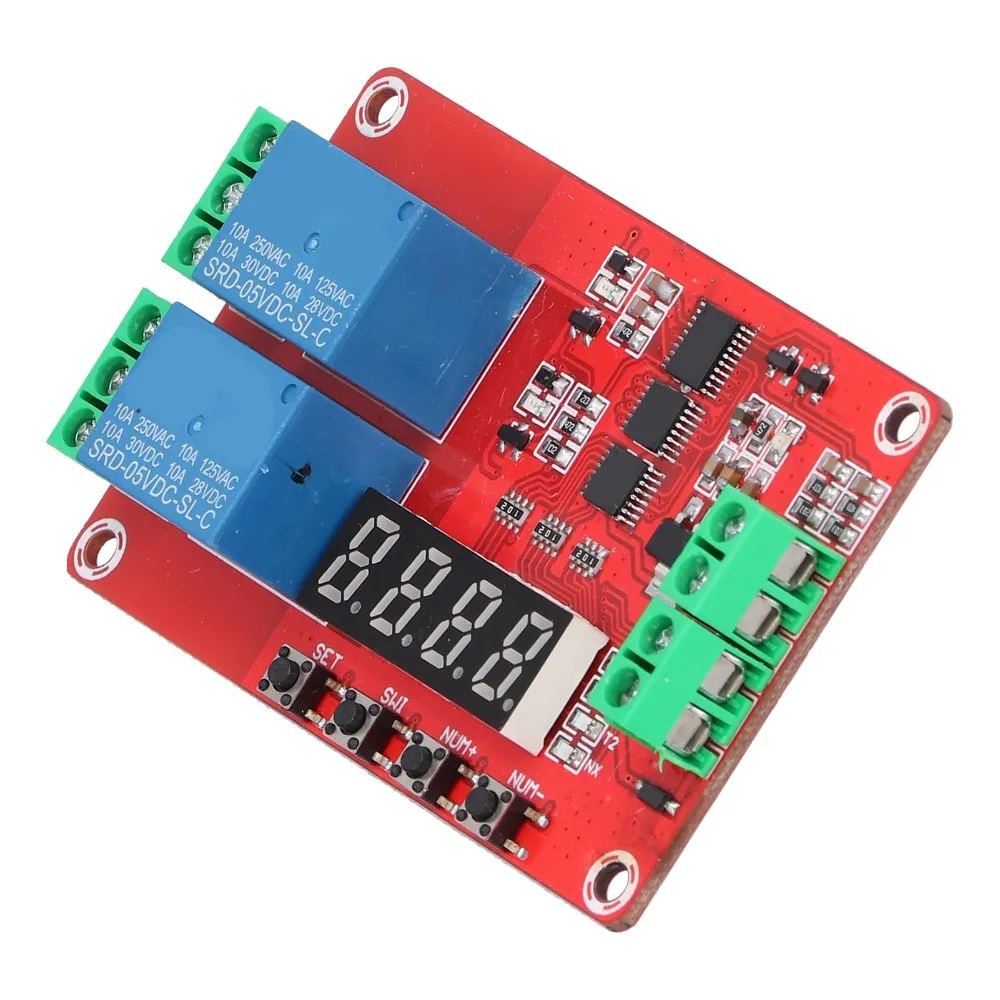 FRM02 Time Delay Relay 2-Channel 5V/12V/24V Timing Relay Module Self Lock Cycle Multi Function Multi Function Relay Module