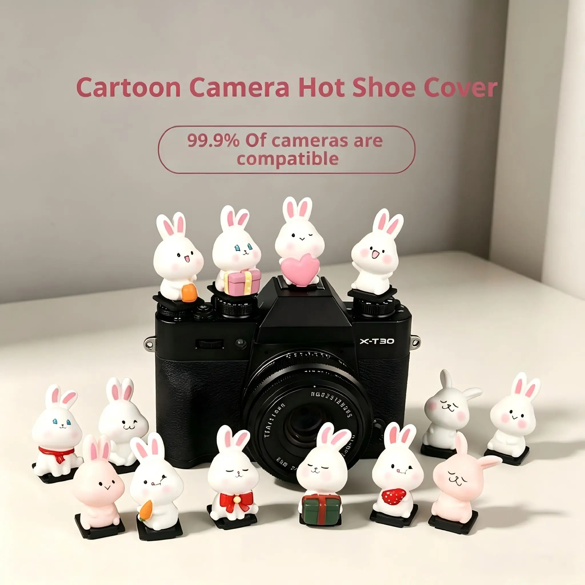 Kawaii Bunny Hot Shoe Cover, Dust Proof Anti-Scratch Protect Metal Contacts, For Sony A6700 A7C Fujifilm X-T30 Canon R10 Zfc