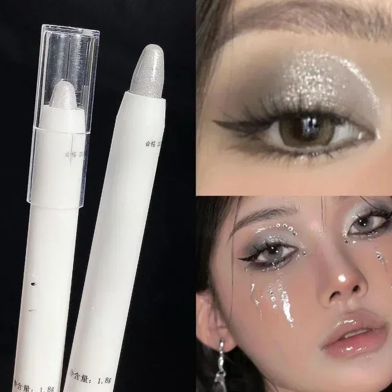 Mat witte liggende zijderups markeerstift parelmoer oogschaduw stick verhelderende parel eyeliner waterdichte glitter oogschaduw