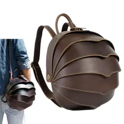 Cowhide Backpack Men's Vintage Leather Beetle Shape Leather Traveling Daypack Creative Retro Business Laptop Backpacks