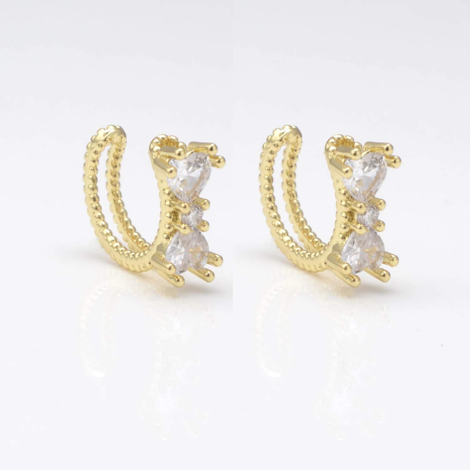 

Zircon C Shape Ear Clip for Women Man Fashion Ear Clasp Non-Piercing Copper Gold Plated Ear Cuff Hip Hop Jewelry Ear Fixture