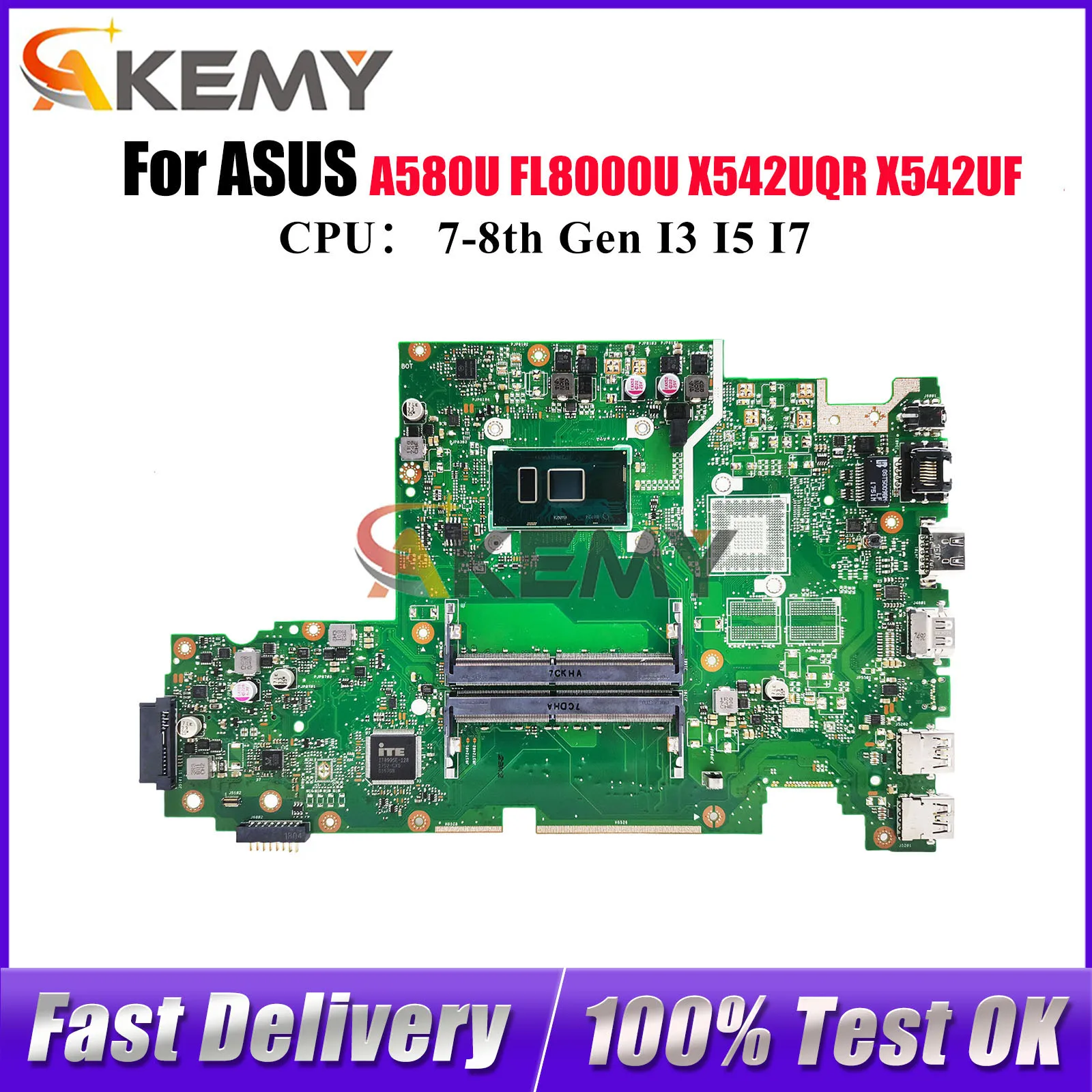 

X542UA Материнская плата для ноутбука ASUS A580U X542UA X542UN X542UAR X542UQR X542U X542UR X542UF X542UQ FL8000U Материнская плата I3 I5 I7 CPU
