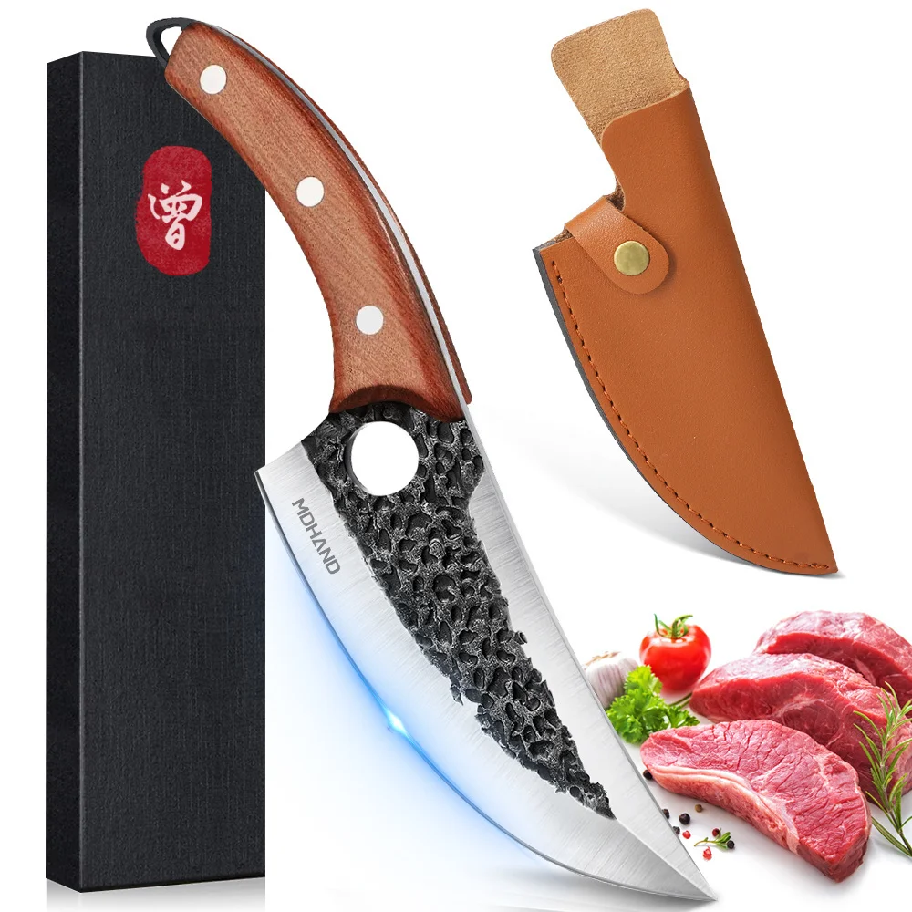 

Hand-Forged Boning knife Chef Slicing Knife Meat Vegetable Fruit Kitchen Cutting Knife Double-edged Blade Kitchen Knives