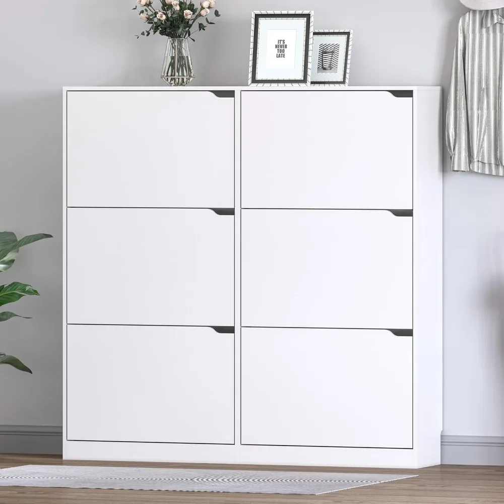 خزانة أحذية رفيعة وضيقة قائمة بذاتها مع 6 أدراج قابلة للطي لتخزين منظم الأحذية في المدخل #3