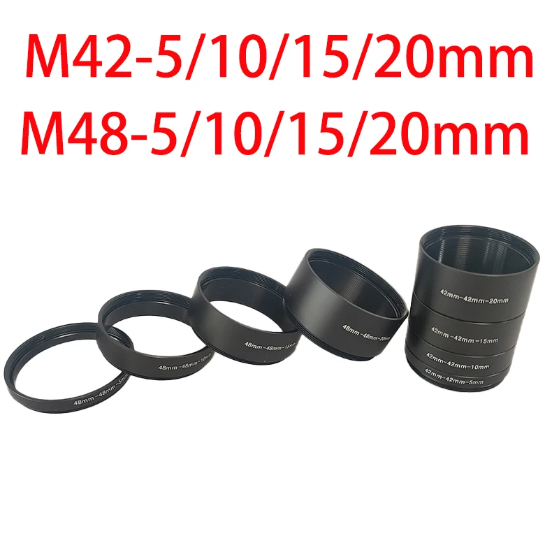 M42/M48x0.75 Focal Length Extension Tube Kits 5mm 10 mm 15mm 20mm For Astronomical Telescope Photography T Extending Ring