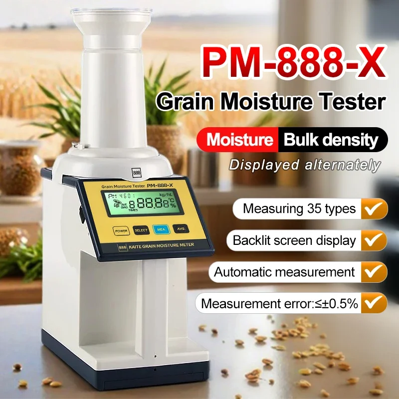 Grain Moisture Meter for Lab Use, Green Coffee Bean Wheat Corn Moisture Tester 35 Grains Measurable With Bulk Density