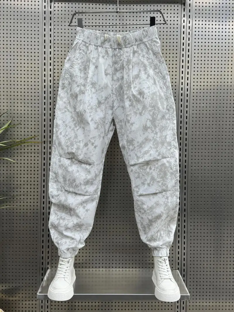 

Tie Dye Свободные классические мужские повседневные брюки Harajuku Модные мужские укороченные брюки в корейском стиле Дизайнерский тренд 2025 года Новая одежда