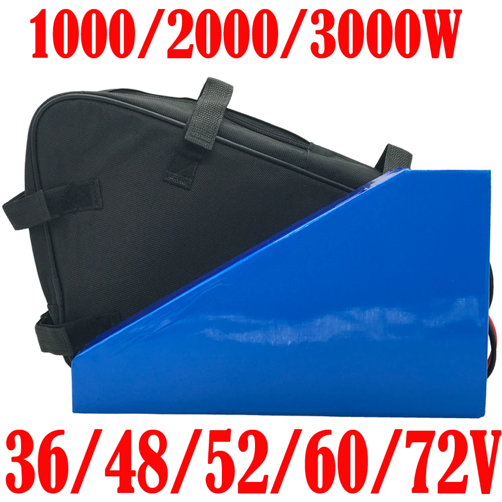 18650 cell 36v 48v 52v 60v 72v Triangle eBike Battery 20AH 25AH 30AH 35AH Lithium Battery For 1000W 2000W 3000W Electric Bike