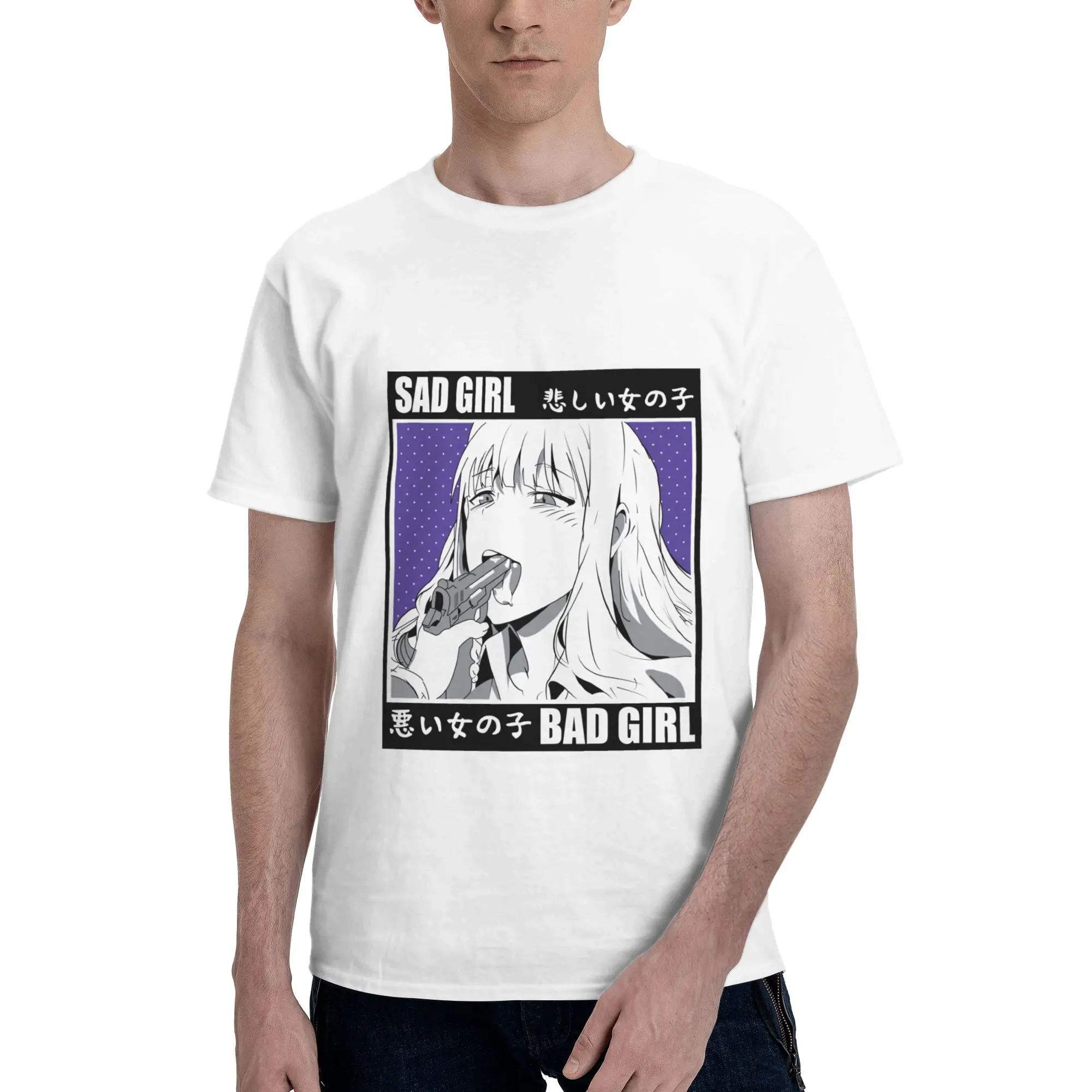 Anime Anime Sexy weibliche Charaktere Männer T-Shirt Kleidung Casual Tees Kurzarm Fugees Reine Baumwolle