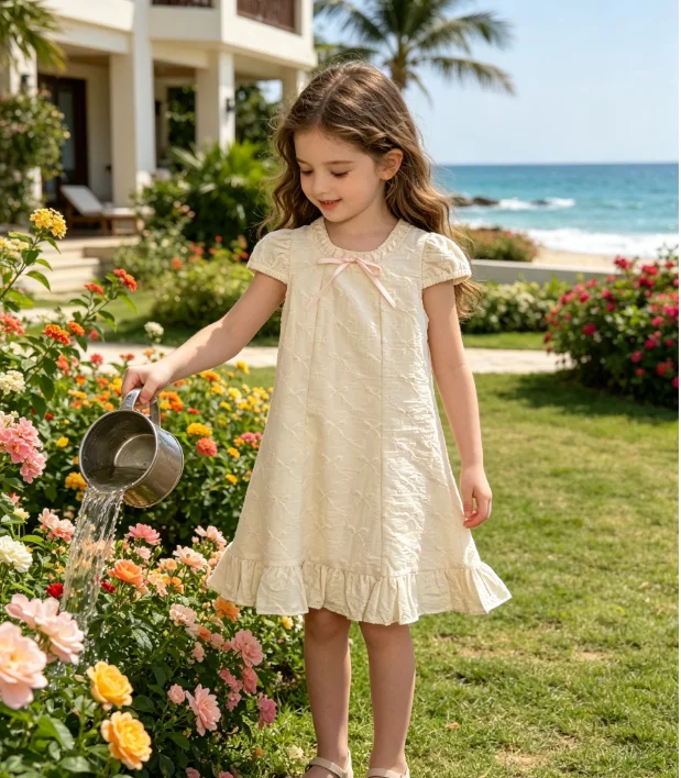 Girls' Dress 2026 Spring and Summer New Children's Clothing Korean Style Girl Baby Temperament Bow Embroidery Ballet Style Dress