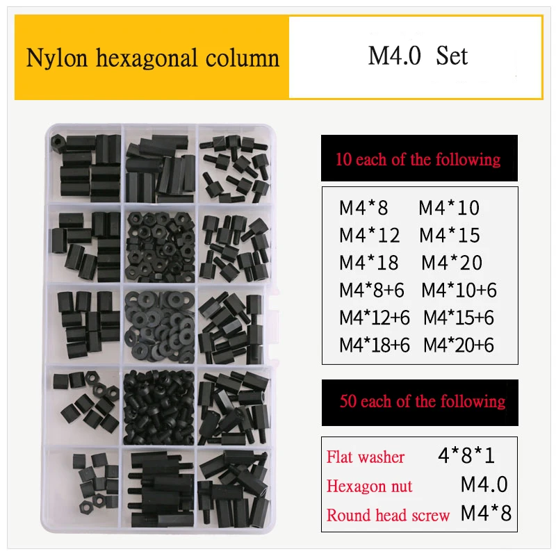 

270Pcs/set M4 Thread Black Spacing Screw Plastic For PCB Motherboard Fixed Nylon Standoff Spacer Pillar