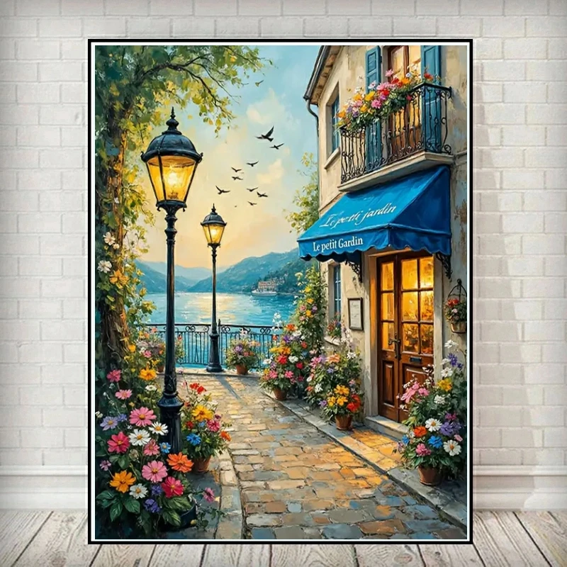 Diamant Mosaik Straße Landschaft Bild Strass 5D Diamant Malerei Haus Neue Ankunft DIY Mag Stickerei Fluss Handwerk