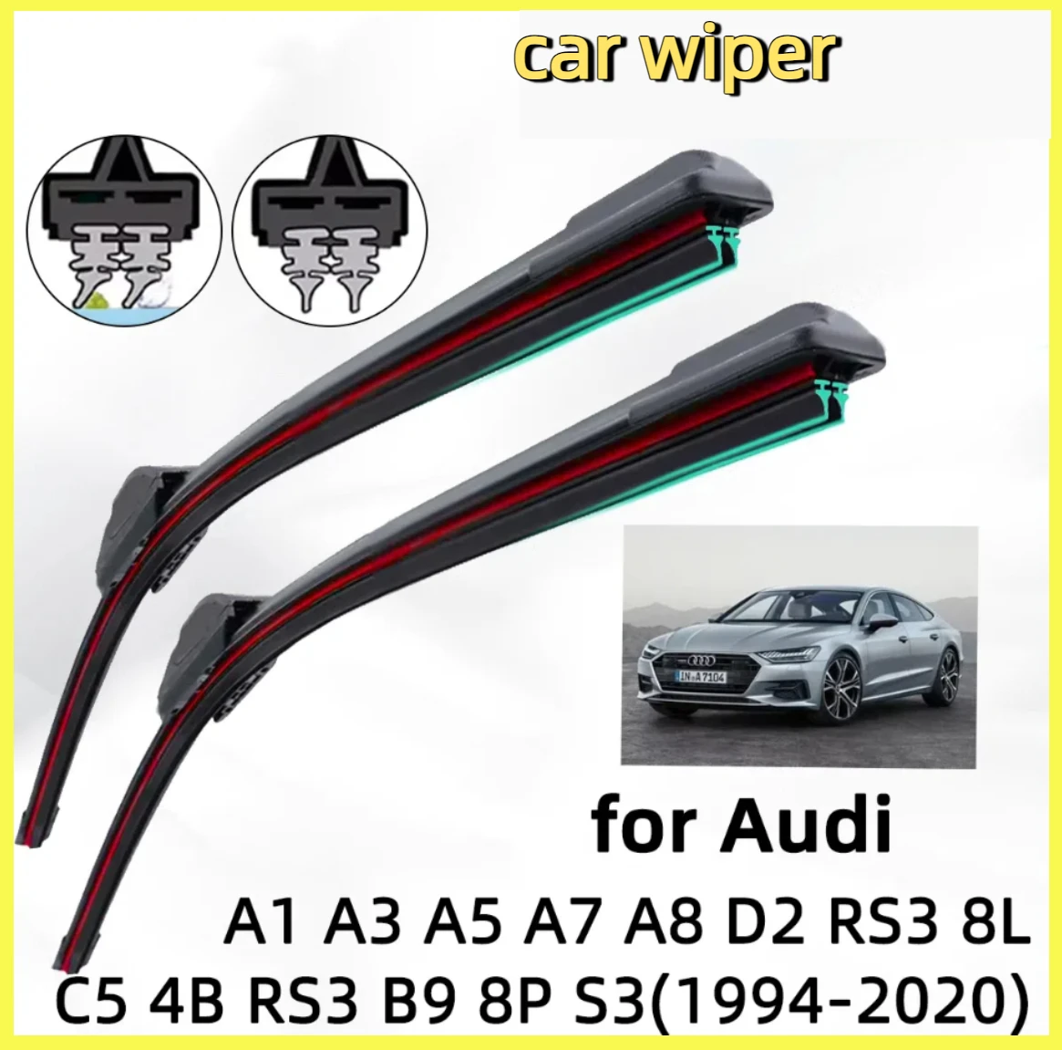 

Double Rubber Car Wiper for Audi A1 A3 A5 A7 A8 D2 C5 4B RS3 B9 8L 8P S3 Front Wiper Blades Brushes CutterAccessories Windscreen