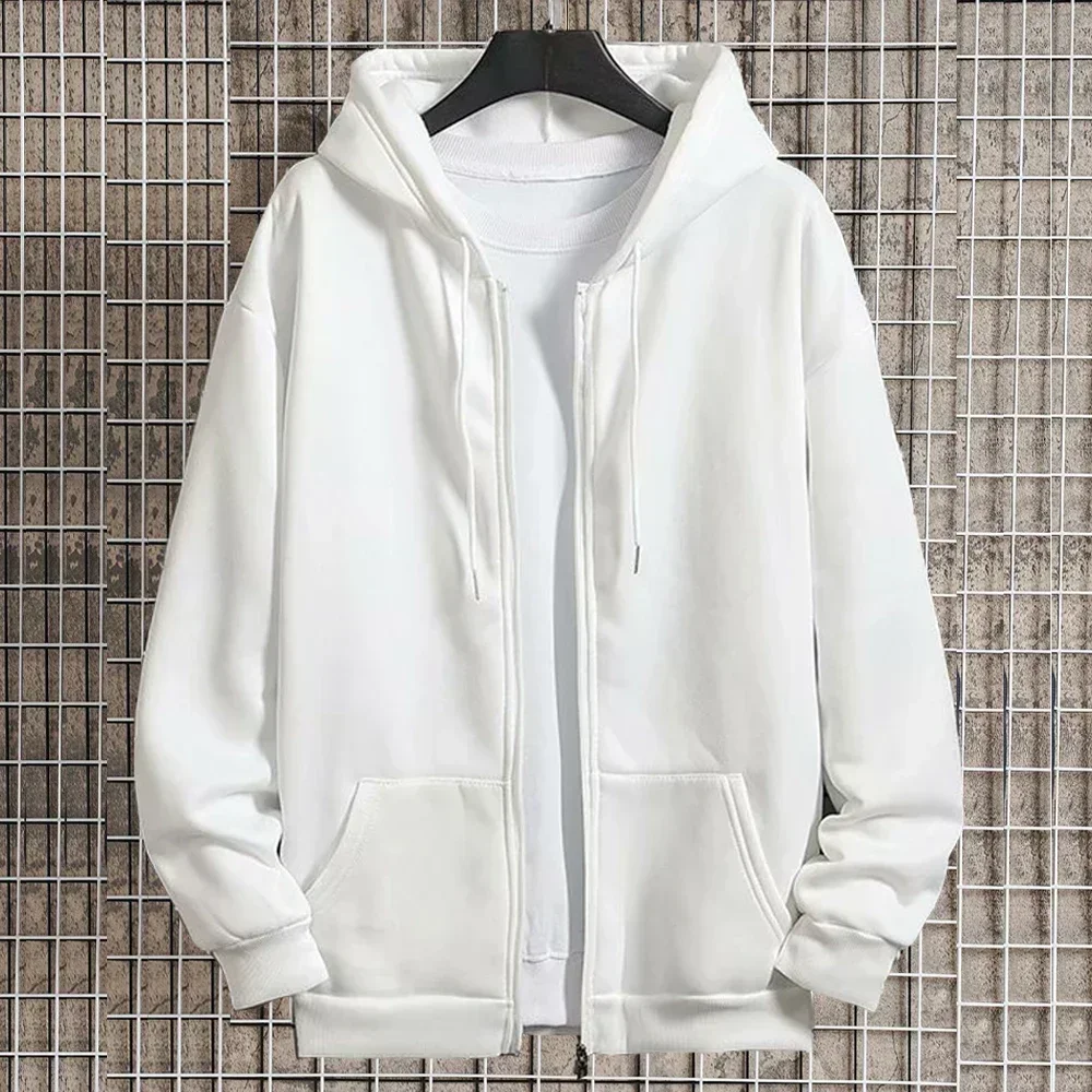 Men Fleece Zipper Hoodie Spring Autumn Oversized Women Sports Sweatshirt Winter Fashion Y2K Clothes Coat Harajuku Casual Jackets