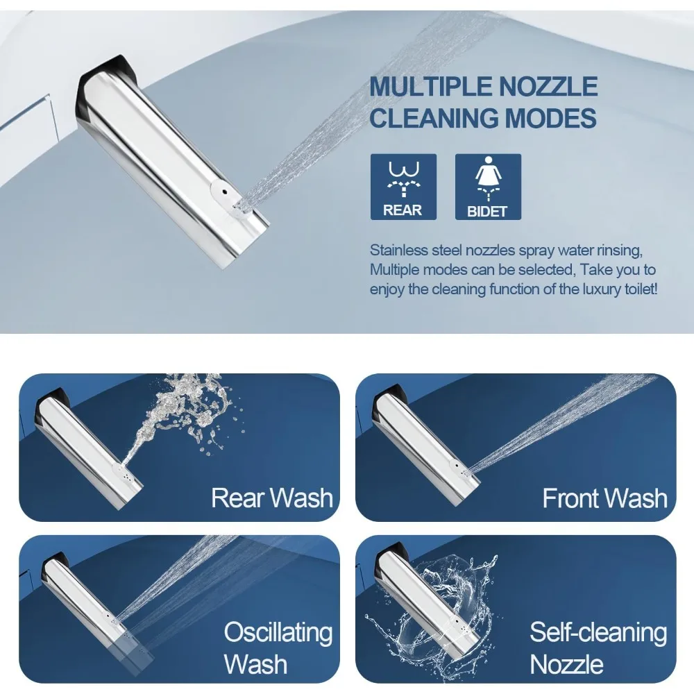 CMA102 مقعد مرحاض بيديت، ممدود ذكي غير محدود للمياه الدافئة، غسيل دوامي، تسخين إلكتروني، مجفف هواء دافئ، خلفي وأمامي C