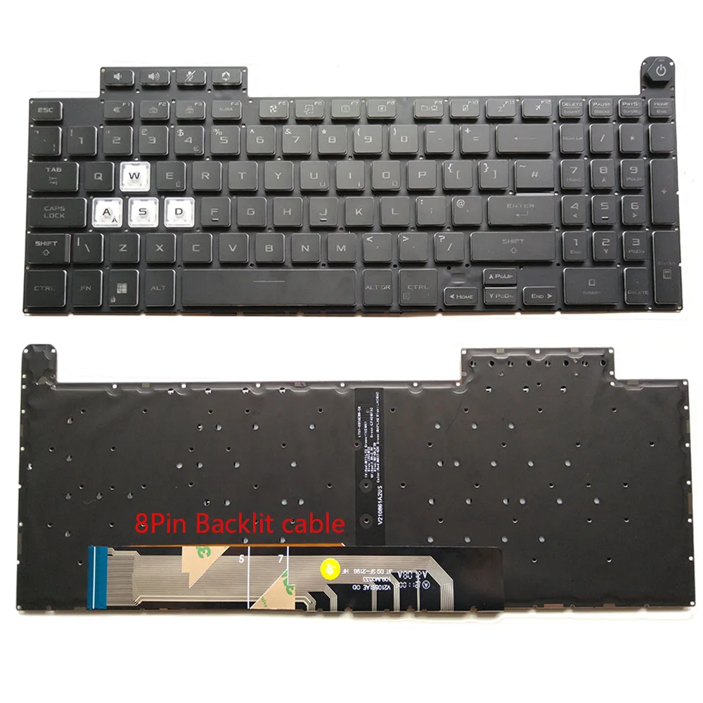 

UK RGB Backlit Keyboard For ASUS TUF FX507 FX507ZE FX507ZM FX507ZR FX507ZC FX517 FA507 FA507R GA507 Black/ White