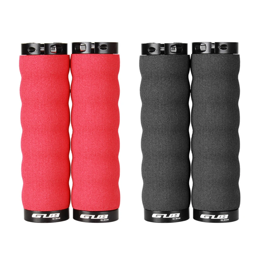 Ultra-light Sponge Bicycle Locking Grips with Double Clmap and End Plugs for MTB Bicycle Folding Bike Anti-Skid Grips Ergonomic