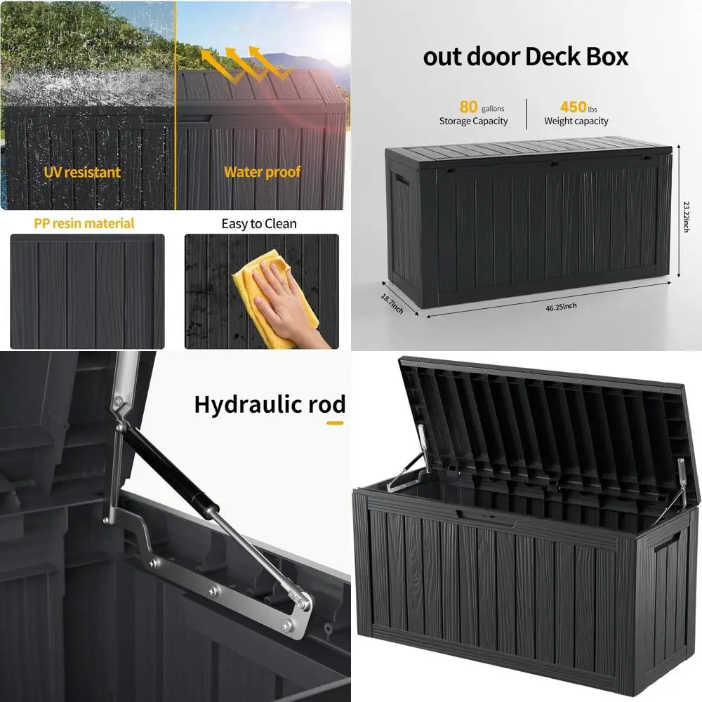 

Waterproof Outdoor Deck Box - 80 Gallon Storage Bench for Patio Furniture, Garden Tools, Cushions, and Pool Accessories with Loc