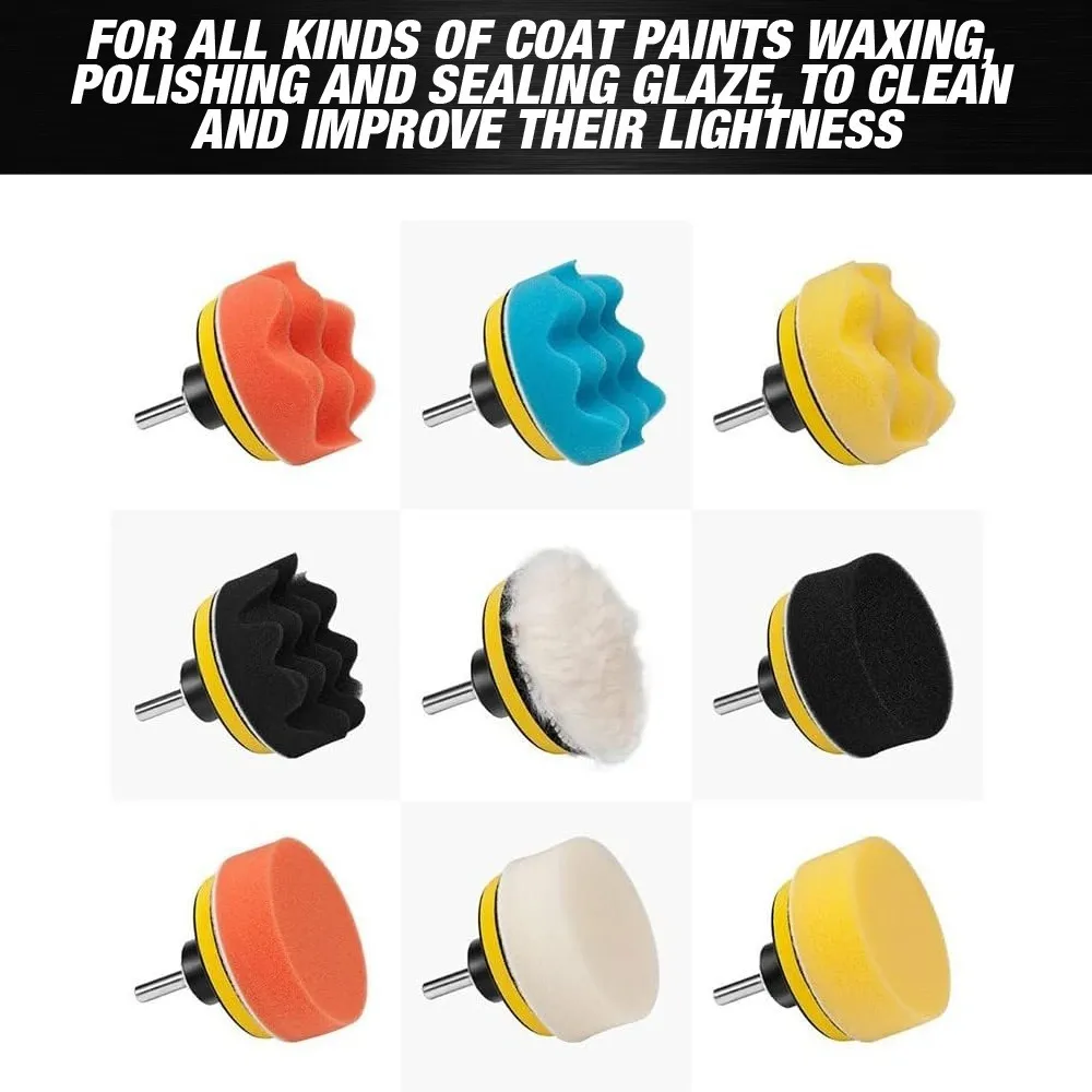

30pcs Car Polishing Pads for Drill Sponge Buffer Waxing Assorted Kit 3Inch Drill Polishing Pads Sponge Drill Attactment for Auto