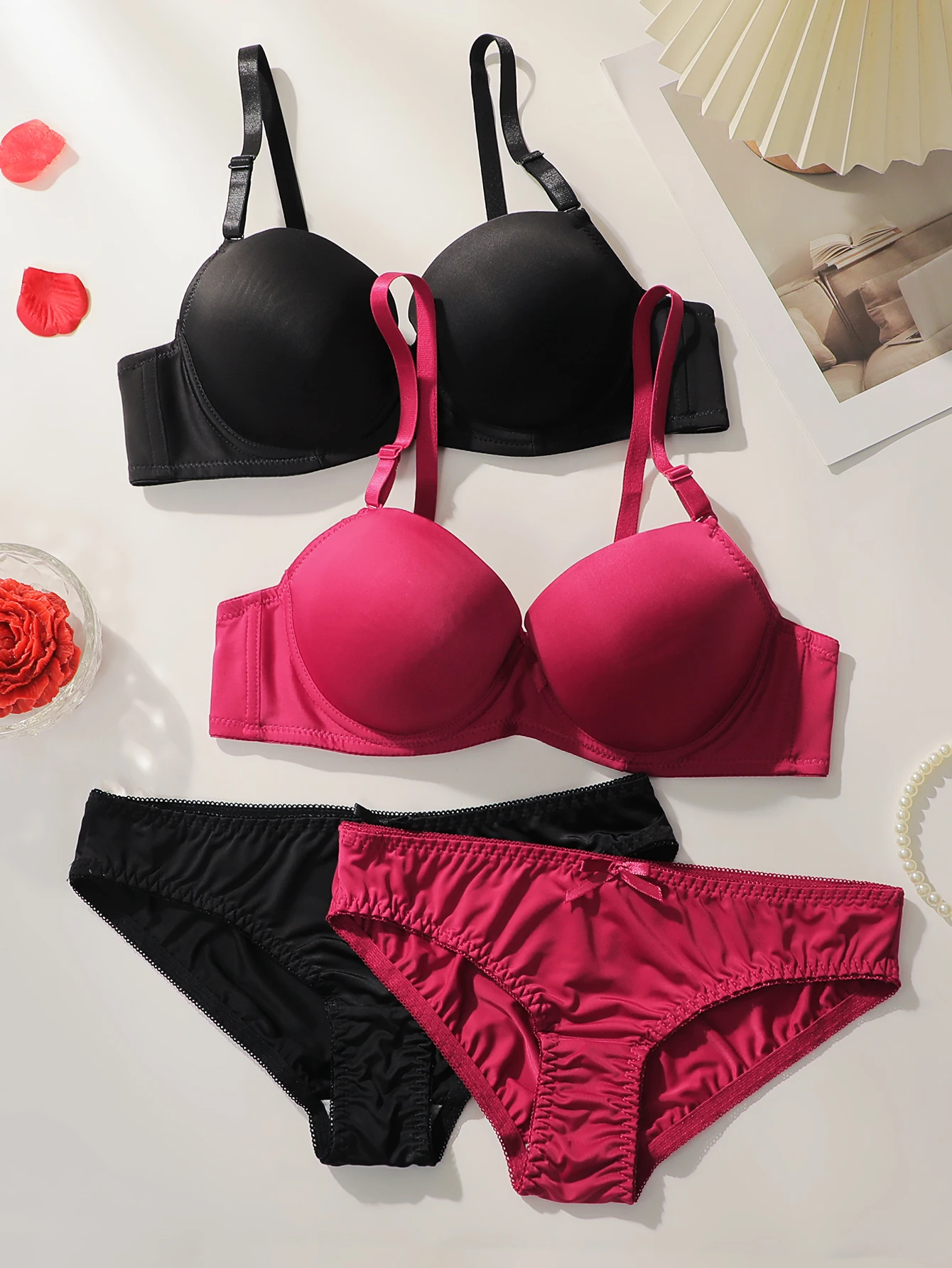 

Самый продаваемый высококачественный женский однотонный комплект нижнего белья из 2 предметов со стальным кольцом для повседневного комфортного комплекта нижнего белья A2127