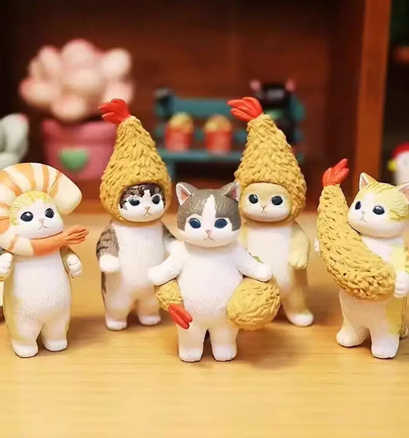 Mufosand Fried Shrimp Shark Cat Blind Box Backpack Collectible Pvc Action Figure Trendy Toys Birthday Gift