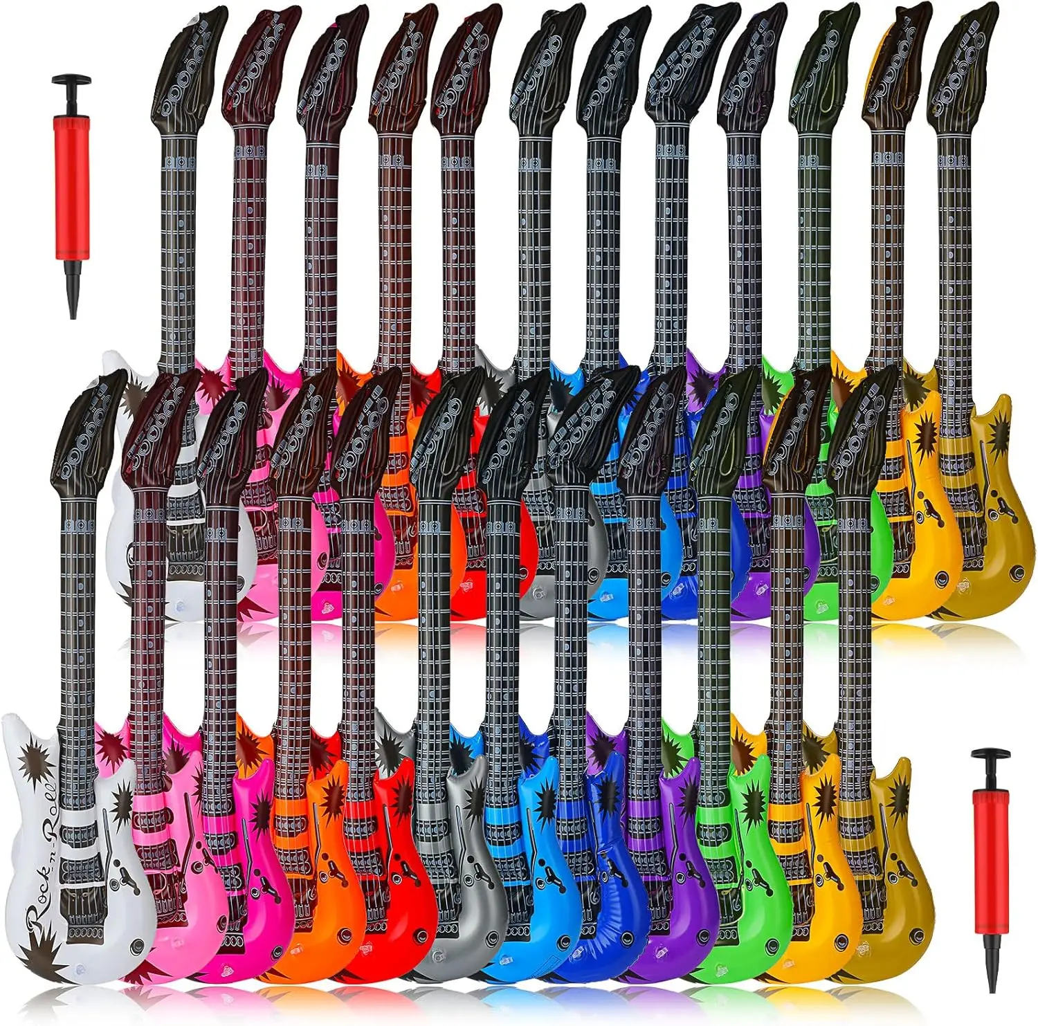 

Набор из 36 надувных гитар для вечеринок, 12 цветов – идеально для декораций в стиле 80-х/90-х и фотозон