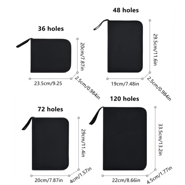 36/48/72 hole pen curtain black folding pencil case Color pencil pen insert Professional painting pencil bag student stationery 2