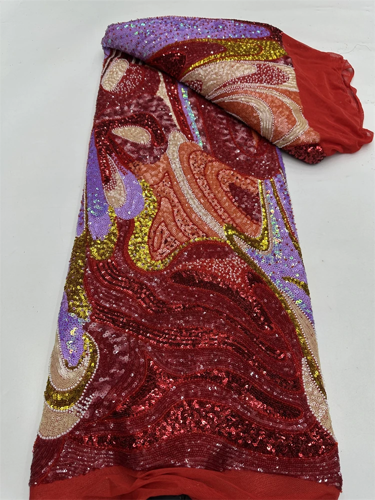 

Элегантные африканские нигерийские модные платья 2026 года с бисером и кружевом, высококачественные роскошные французские сетчатые кружевные ткани с пайетками для женских вечерних платьев