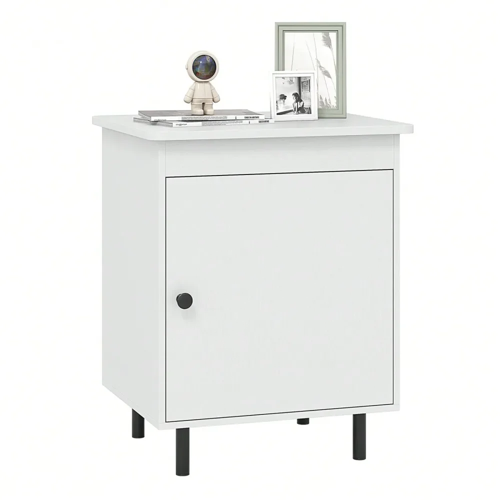 

Прикроватный столик в стиле Mid-Century Modern с дверцей и прочными металлическими ножками для спальни