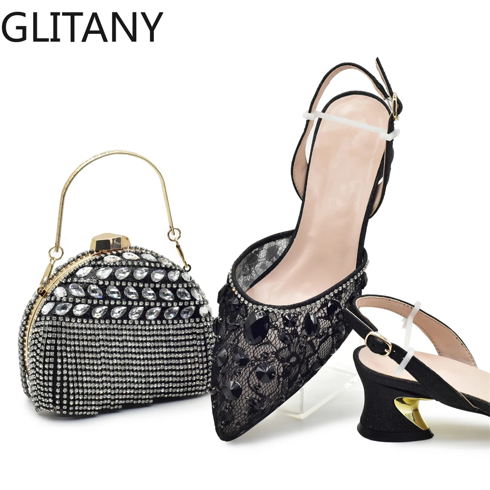 

New Design Shoe and Bags for Women Nigeria Party Shoes and Bags Set for Women 2024 Luxury Rhinestone Women Wedding Pumps