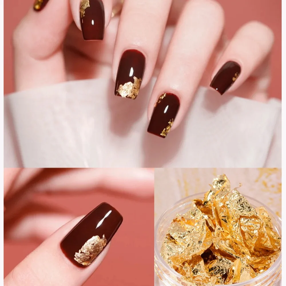 Gold Foil Nail Decoration Sequin Gold Silver Fragment Nail Art Charm Irregular Glitter Nail Art Decoration Manicure Design
