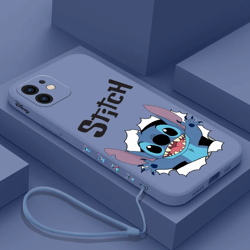 Cute Stitch Phone Case for Oneplus Nord 3 2 9R 9 8T 8 7 7T Pro 6 5G Liquid Silicone Cover with Hand Strap