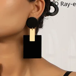 Pendientes cuadrados de ácido acético para mujer, aretes Punk geométricos exagerados para vacaciones en la playa, novedad de 2024