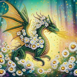 DIY Dragon and Flower 5D Special Shape Diamond Art Kits for Beginners,Diamond Art Painting Kits for Home Wall Decoration Gift