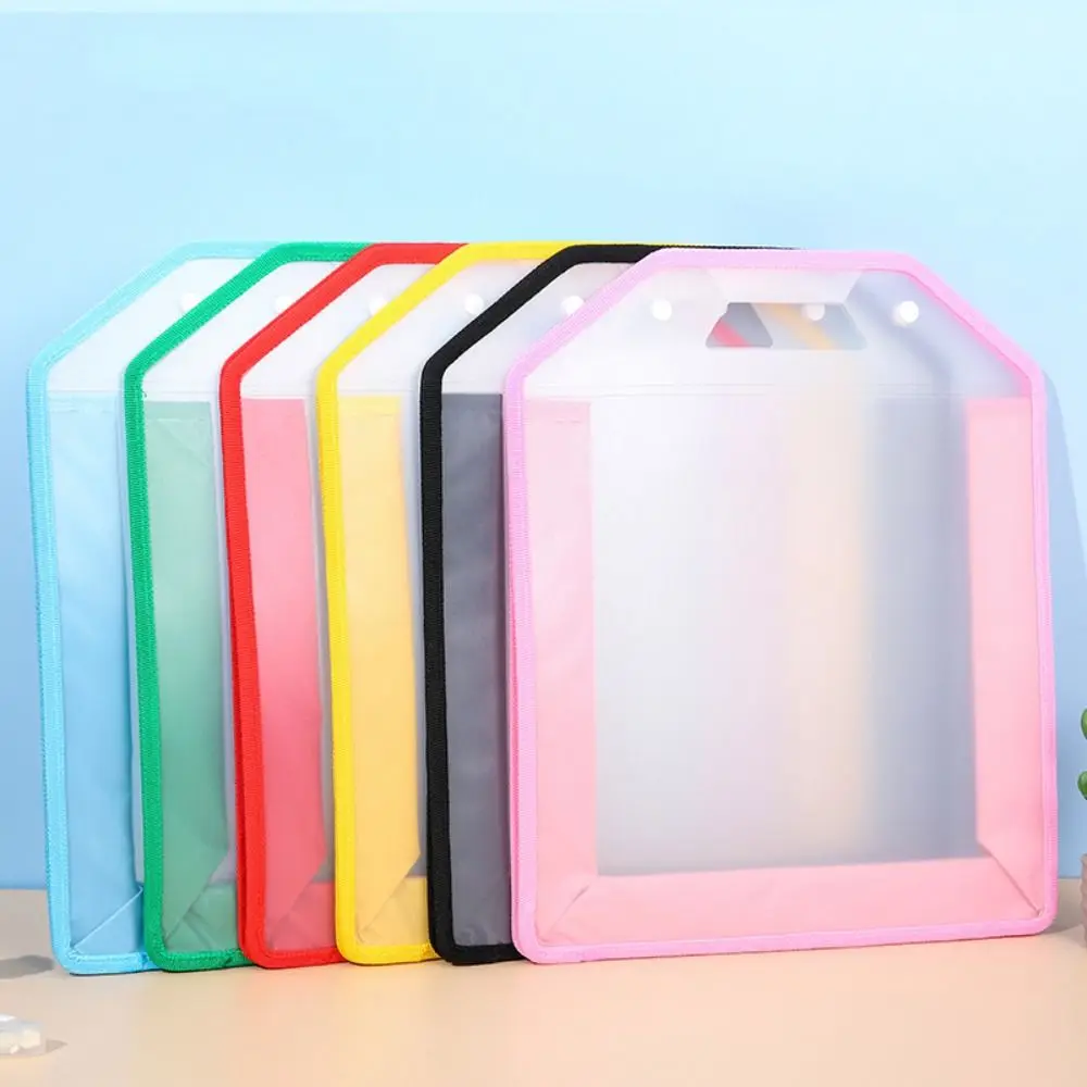 Handle Transparent File Folder Sanding Lightweight A4 File Storage Bag Tutoring Document Snap On Vertical File Pouch