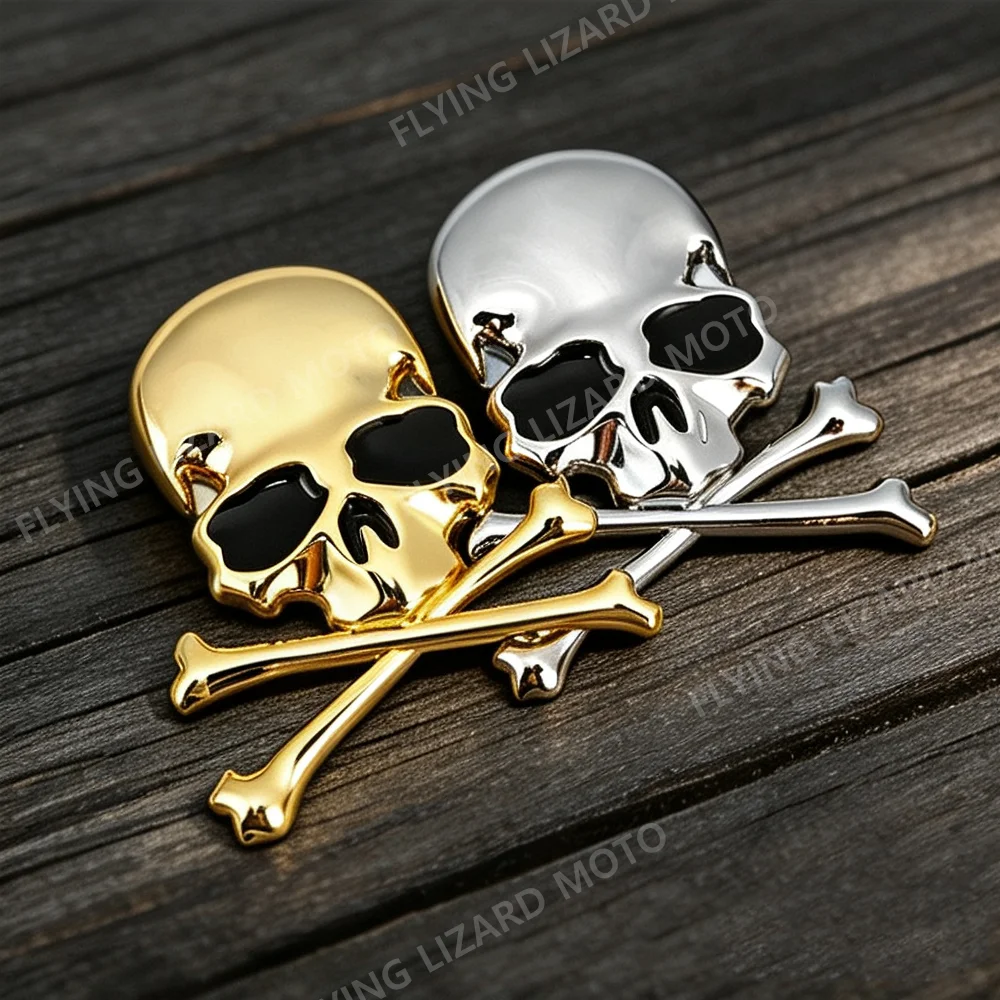 Fits Kawasaki Z900RS Z900RS Cafe Z650RS W800 W650 W175 / W230 Vulcan S Motorcycle 3D Chrome Metal Skull Skeleton Badge Emblem