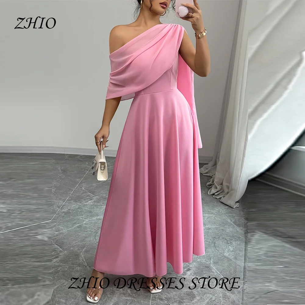 

ZHIO Elegant asymmetric one-shoulder dress solid color corset Flowing Evening Gown Formal Wedding Guest Dress Customized