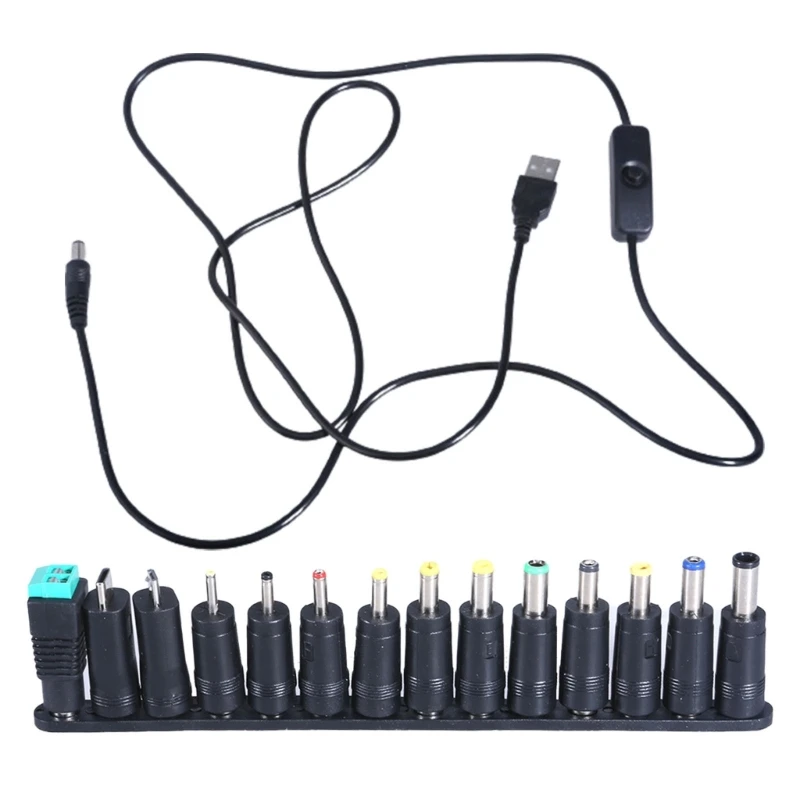 Шнур питания USB-DC5521 5 В, зарядный кабель постоянного тока 5,5x2,1 мм с 14 адаптерами, Прямая поставка