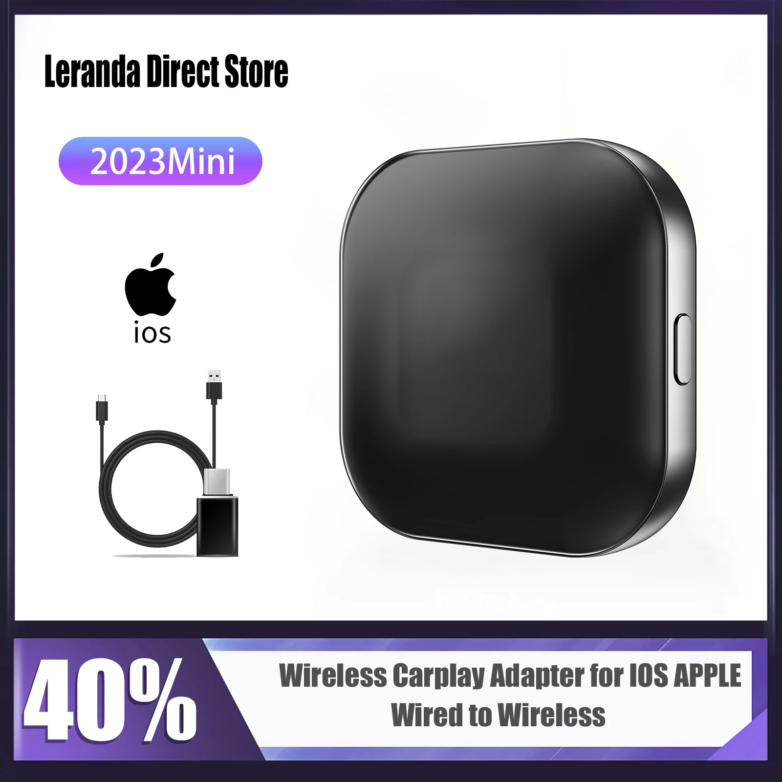 

Lerand New Wireless Carplay Adapter for IOS APPLE Car Multimedia Player Wired to Wireless Fast Connect Smart Mini Box USB Plug