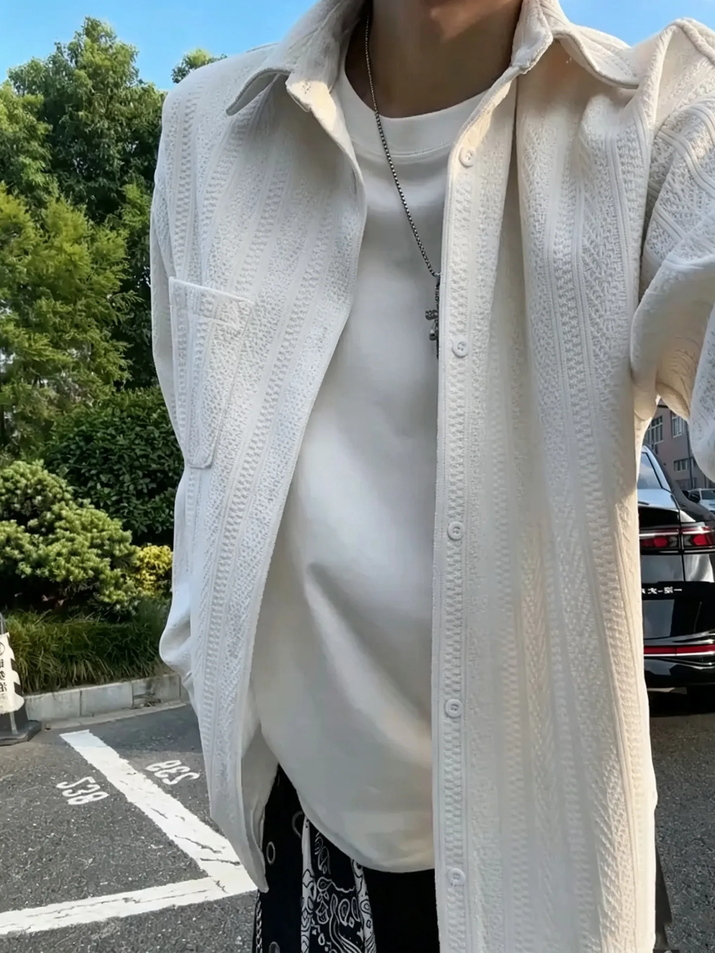Loose Long Sleeve Shirt Men Women Autumn Wheat Ear Pattern Lazy Style Cleanfit High-End Feeling Outerwear Youth Popular Daily...