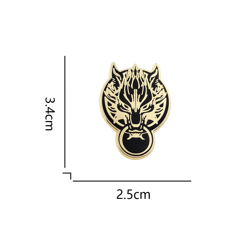 Final Fantasy VII Advent Children Badge Cloud Strife Fenrir Wolf Brooch Video Game Peripheral Gamer Fans Collection Souvenirs